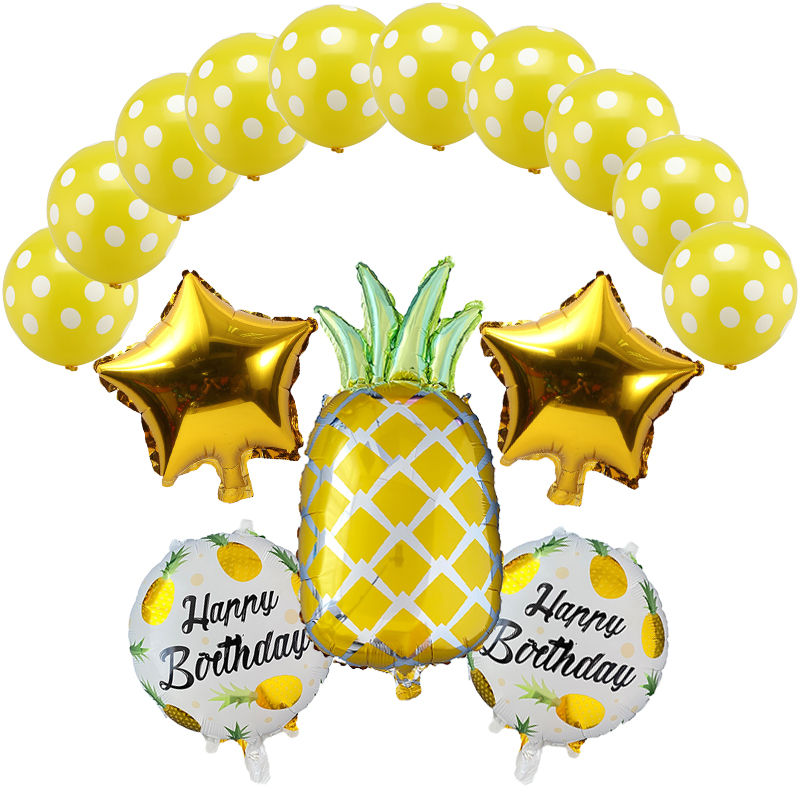 Thumbnail: 15pcs Avocado Pineapple Foil Balloons Birthday Party Hawaii Baby Shower Decor