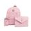 Thumbnail: Women PU Leather 3pcs Set - Shoulder Bag, Clutch & Card Holder Pink