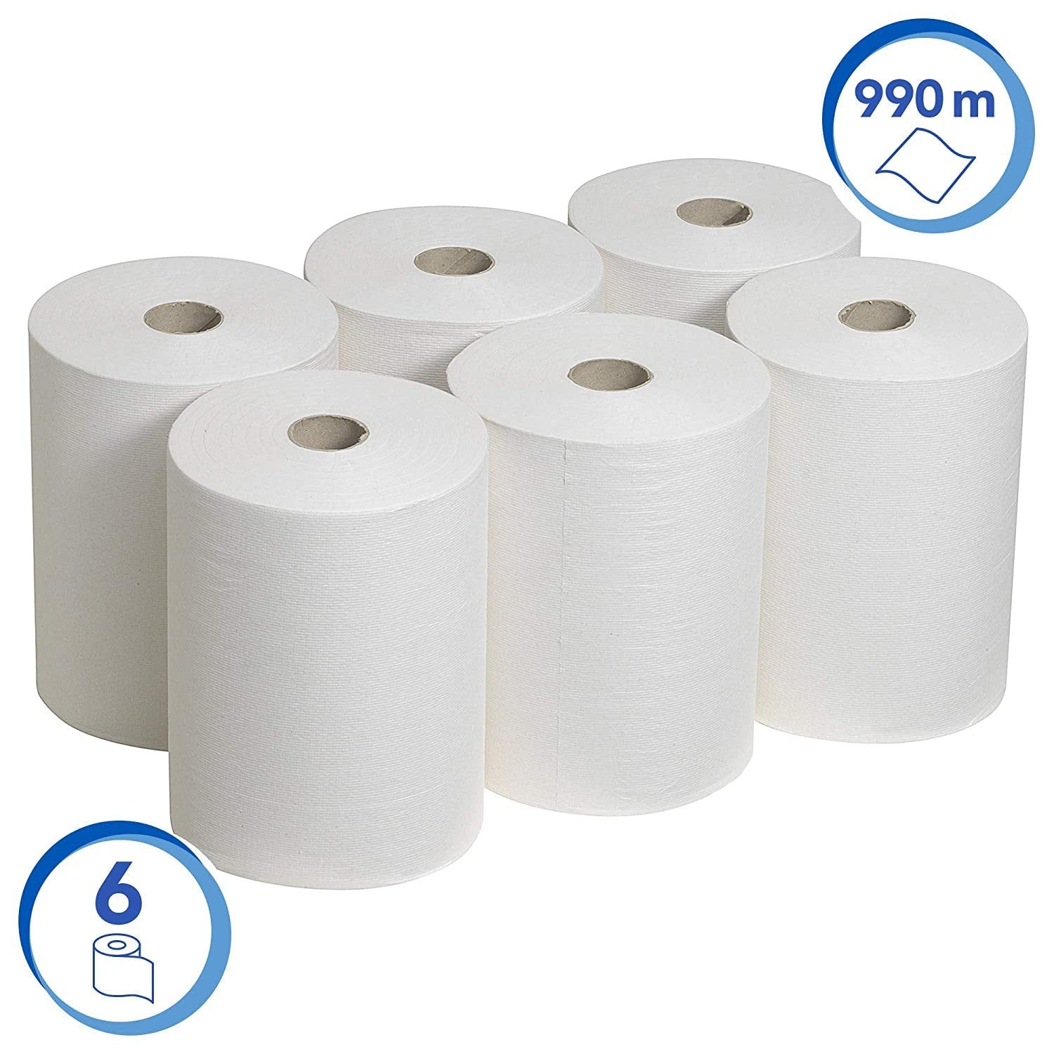 , 6657, Slimroll Hand Towels, 1 ply, White, 6 rolls x 165m