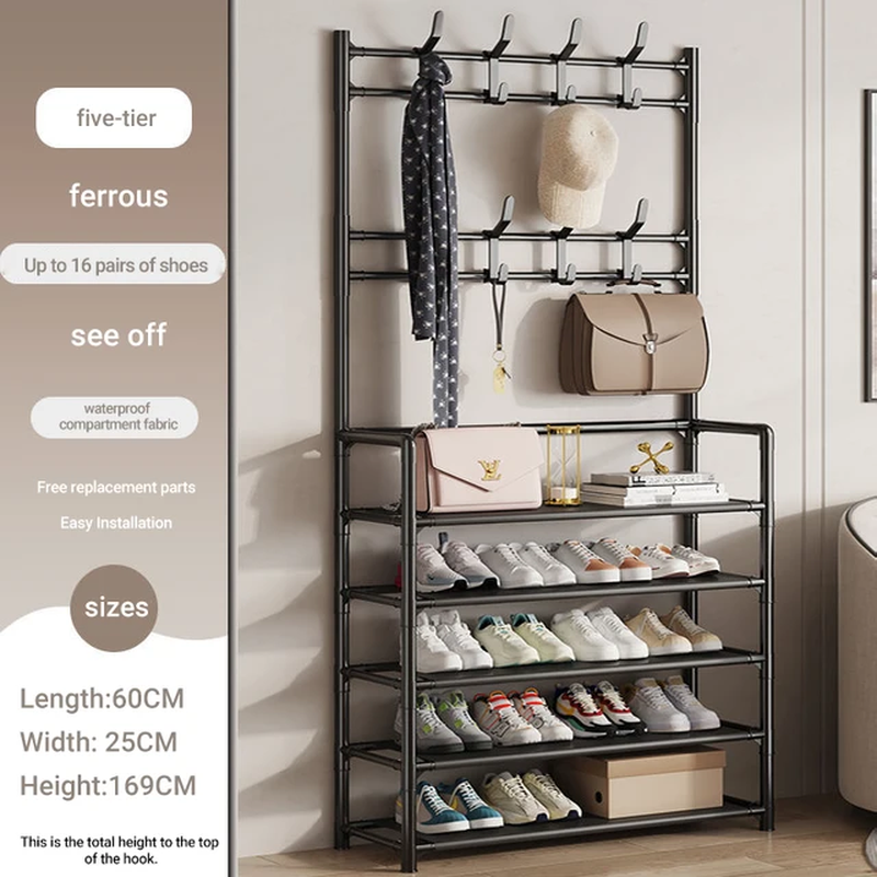 Thumbnail: Dustproof Storage Cabinet Shoes Multifunctional Household  Clothes Rack Hanging