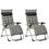 Thumbnail: Outsunny 2 PCS Reclining Zero Gravity Chair Folding Lounger Cushion Dark Grey