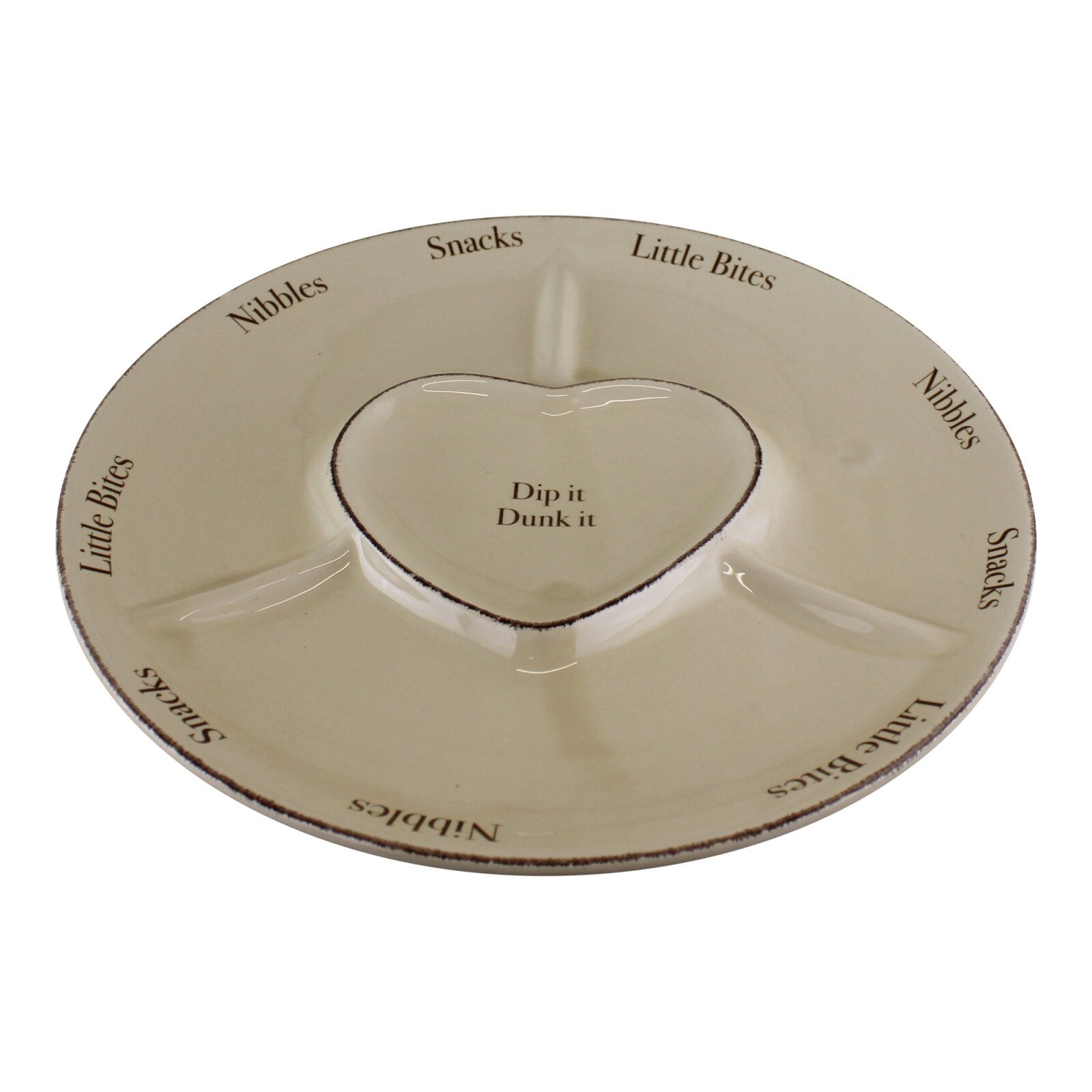 Heart Range Large Round Snack & Dip Plate 30cm Shipping furniture UK