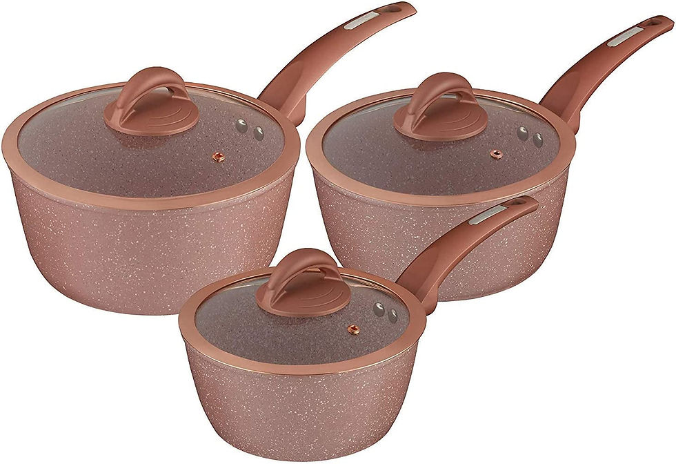 Thumbnail: T81212RS Forged Saucepan, Cerastone Coating, Aluminium, Rose Pink, 3-Piece
