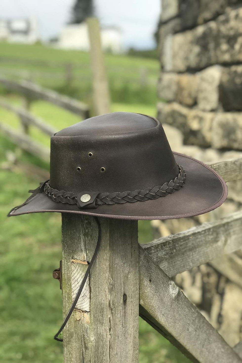 Thumbnail: Hawkdale Unisex Leather Hat - Cowboy Style - Weather Resistant