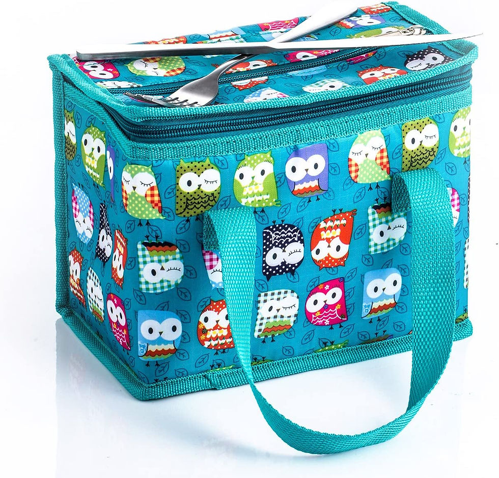 Thumbnail: Folding Lunch Bag Insulated Lunch Box Cool Bag Green Owl 6 cans