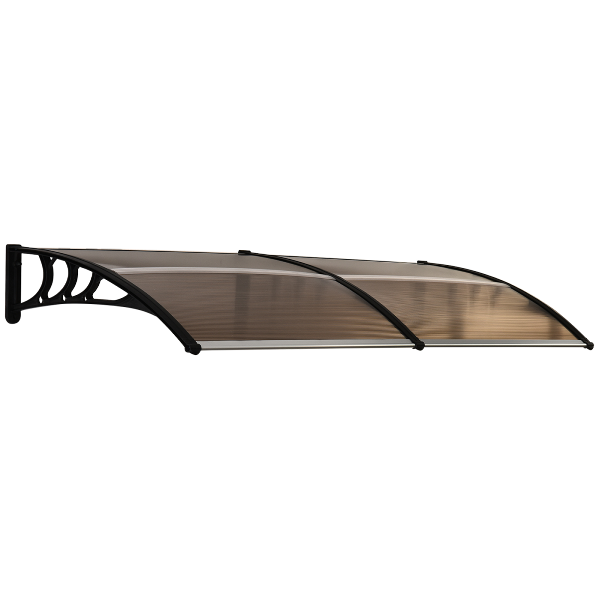 80 L x 195 W x 23 H cm Clear Polycarbonate Curved Awning Black