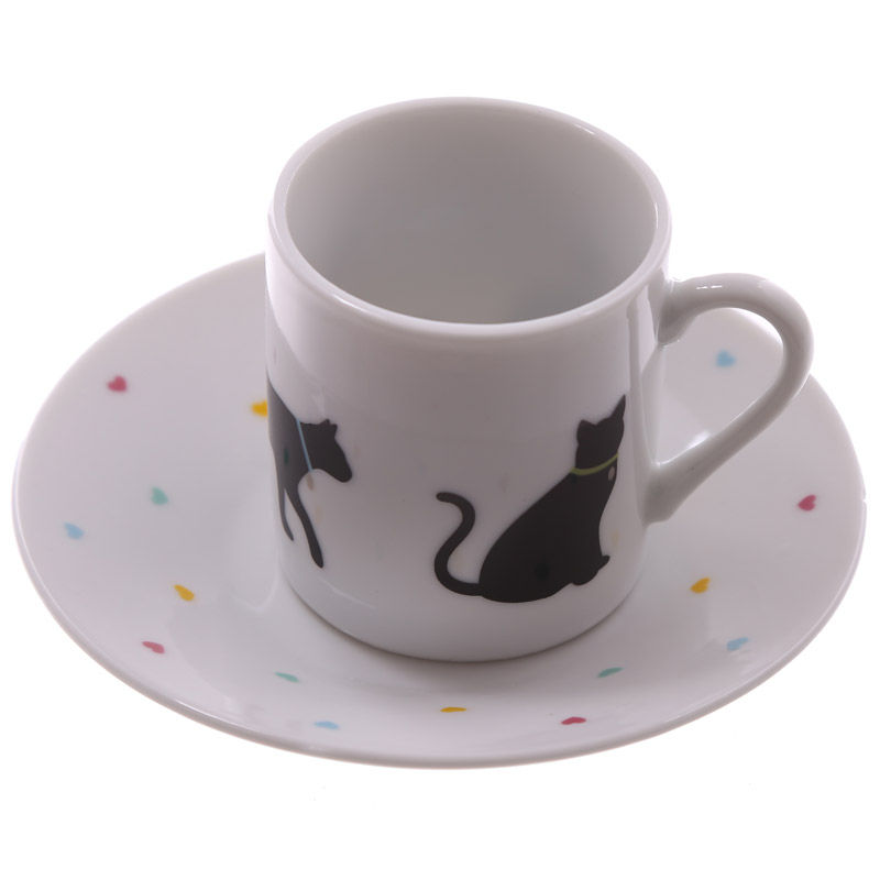Thumbnail: Set of 2 Novelty Espresso Cup and Saucer - Cat Design