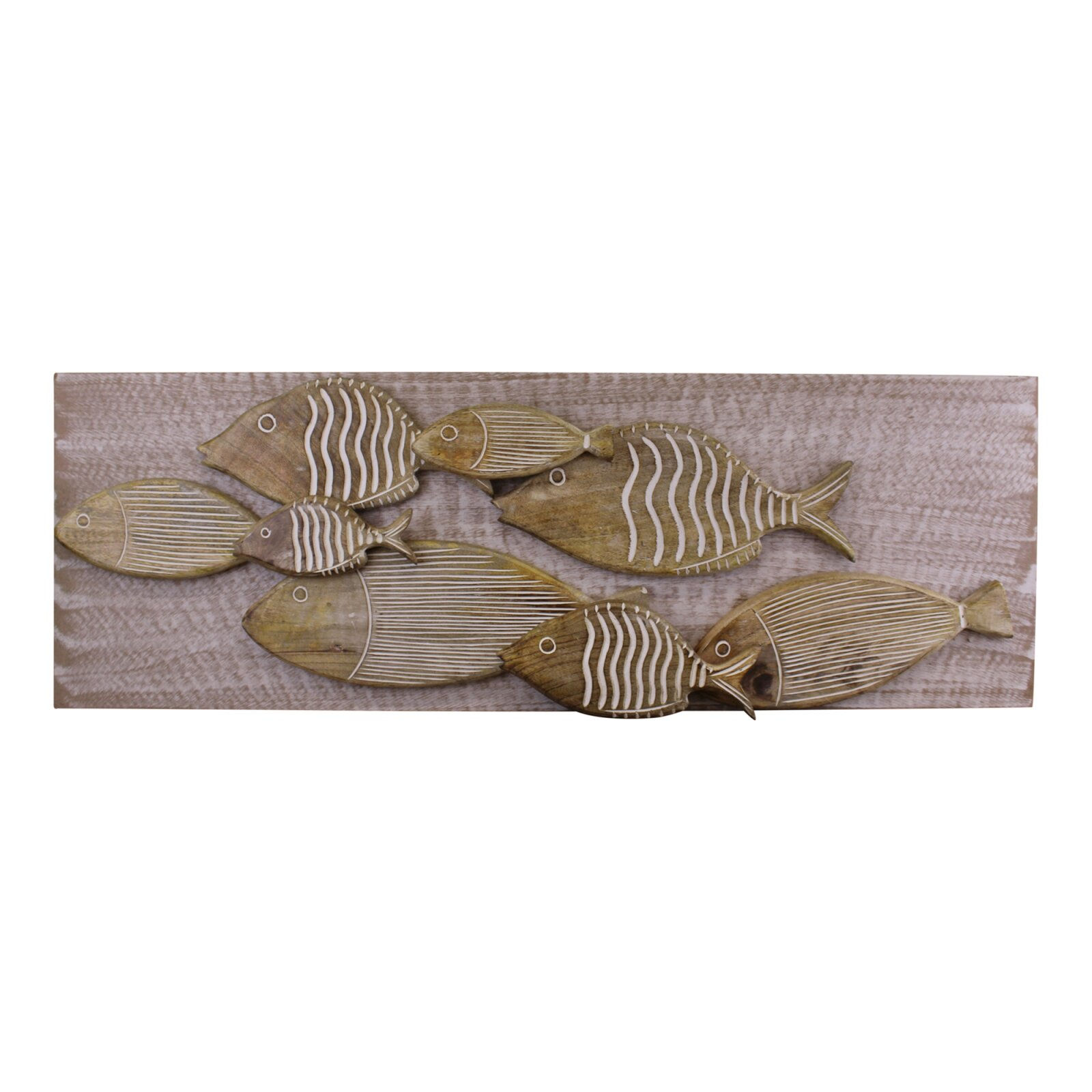 School Of Fish Wooden Wall Art, 97x33cm Shipping furniture UK