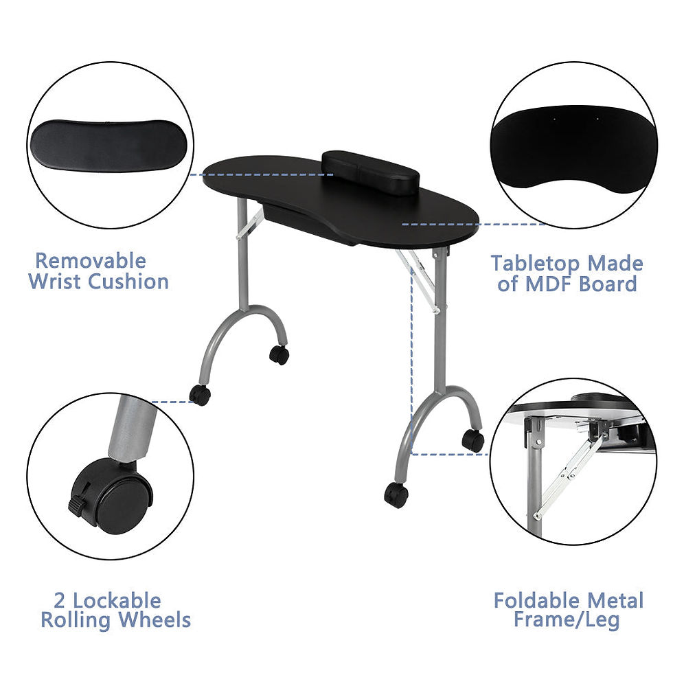 Thumbnail: Portable Spa Beauty Manicure Station/MDF/With Hand Pillow/Bag Black (No Pattern)