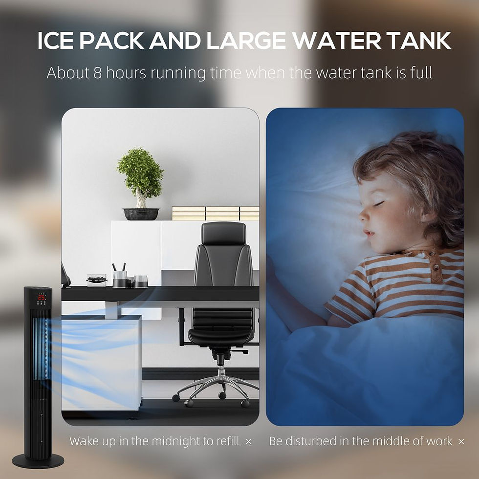 Thumbnail: Oscillating Tower Fan Cooling with Ice Pack, Water Tank, Children Lock