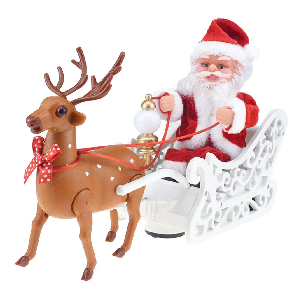 Electric Santa Claus Sleigh Toy with Music Xmas Decorations & Ornaments