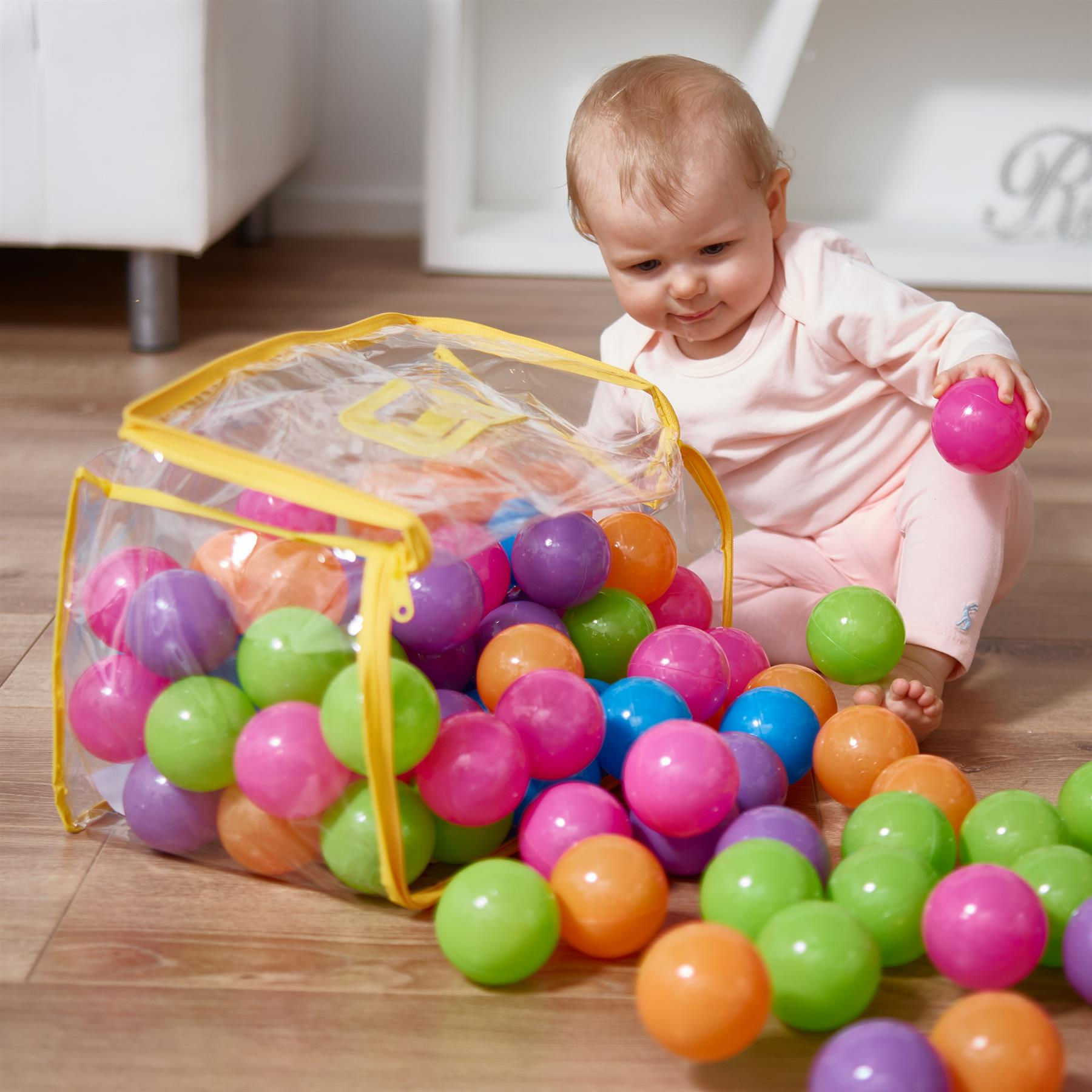 Multicoloured Soft Plastic Play Pit Balls with Carry Bag