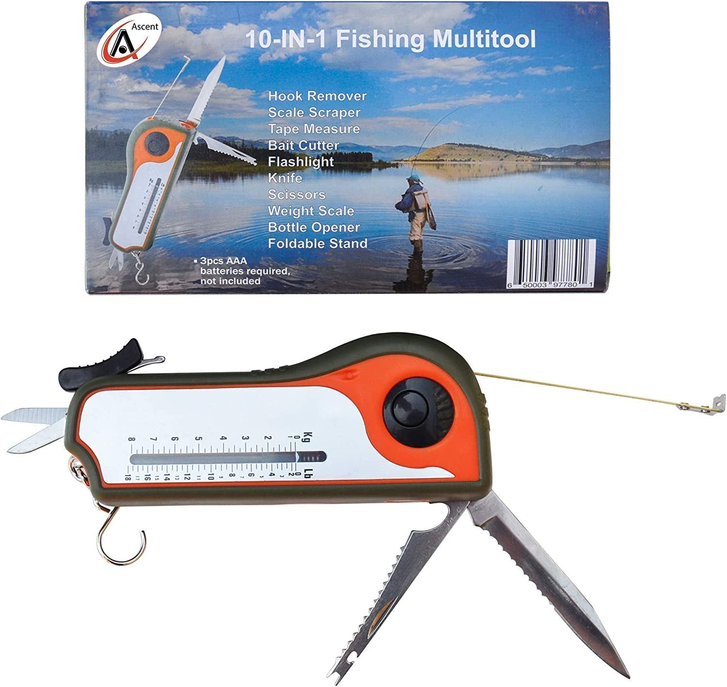 Fisherman Gift Tool Fishing Multitool - Hook Remover, Scale Scraper, Tape Measur
