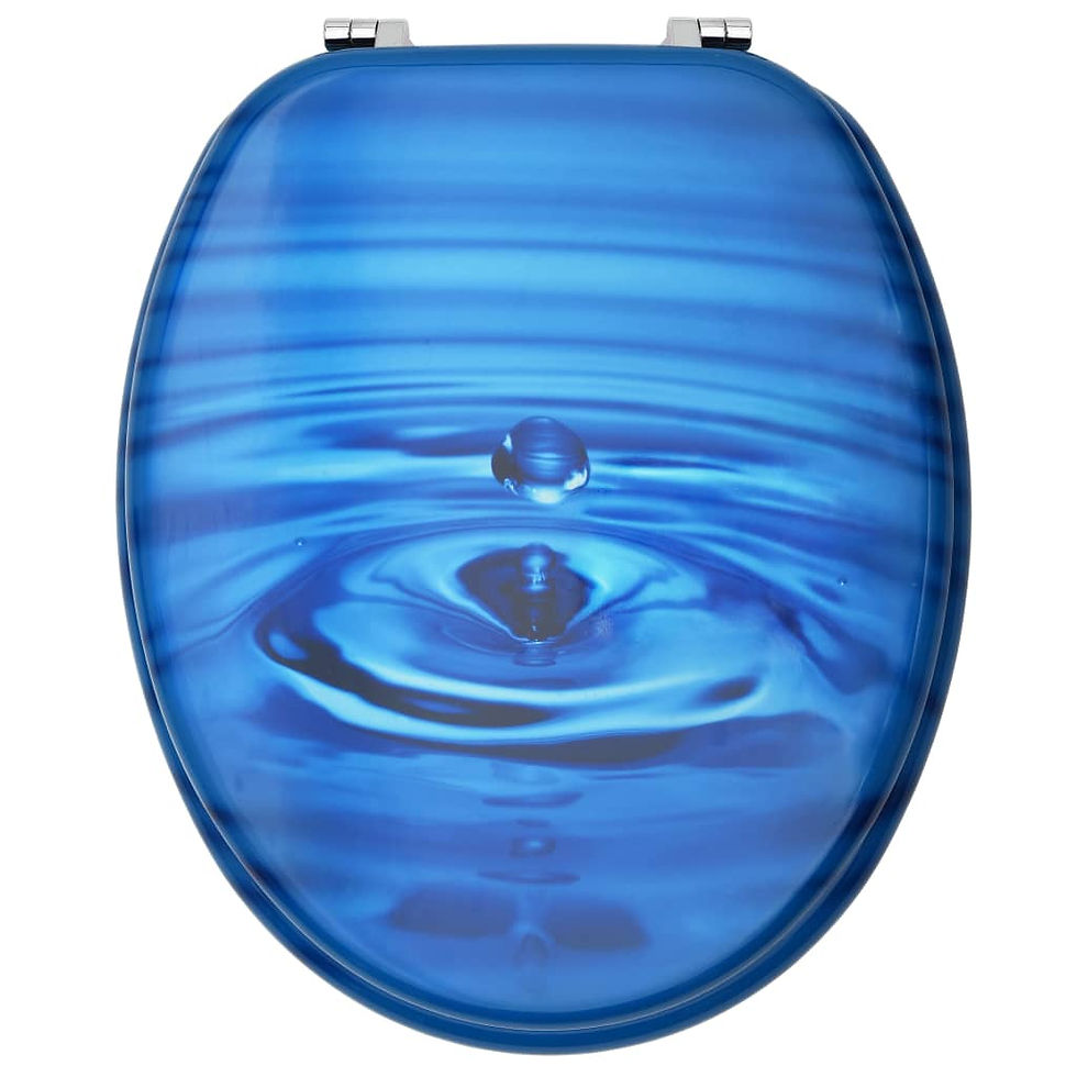 Thumbnail: Toilet Seat with Lid MDF Blue Water Drop Design