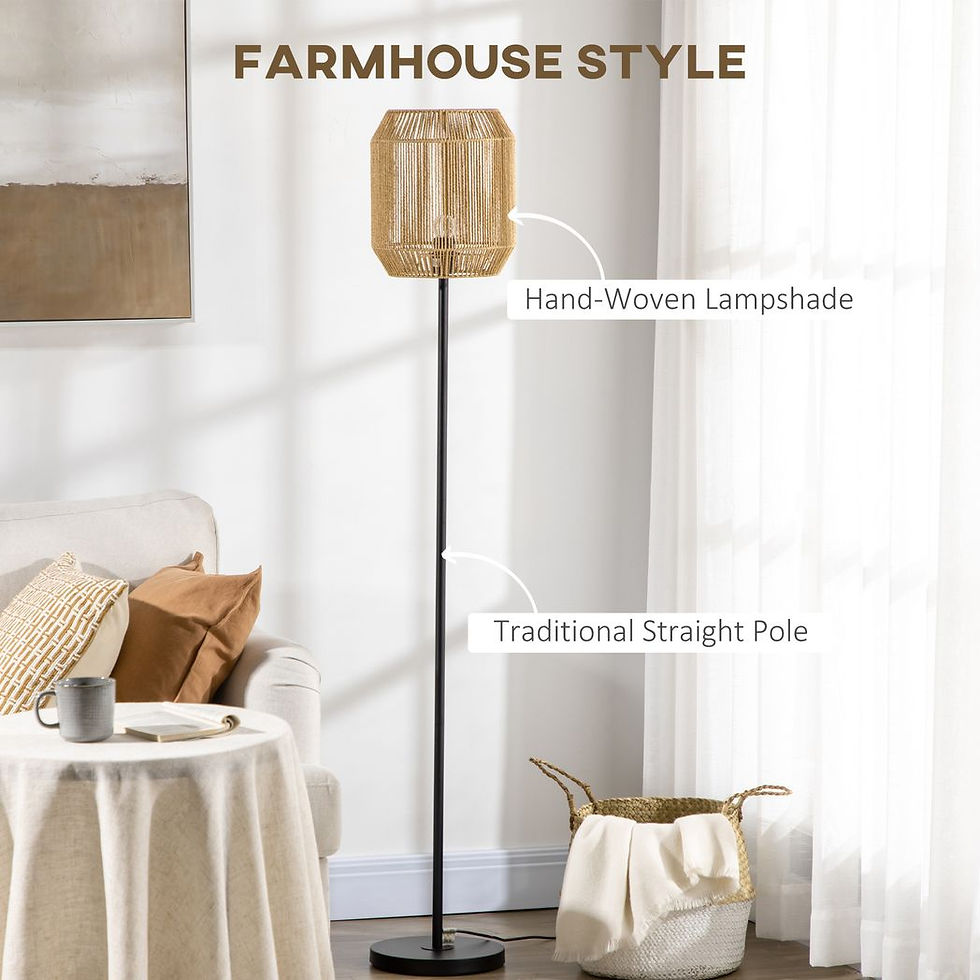 Thumbnail: Farmhouse Floor Lamp for Living Room Bedroom with Rattan Wicker, Natural