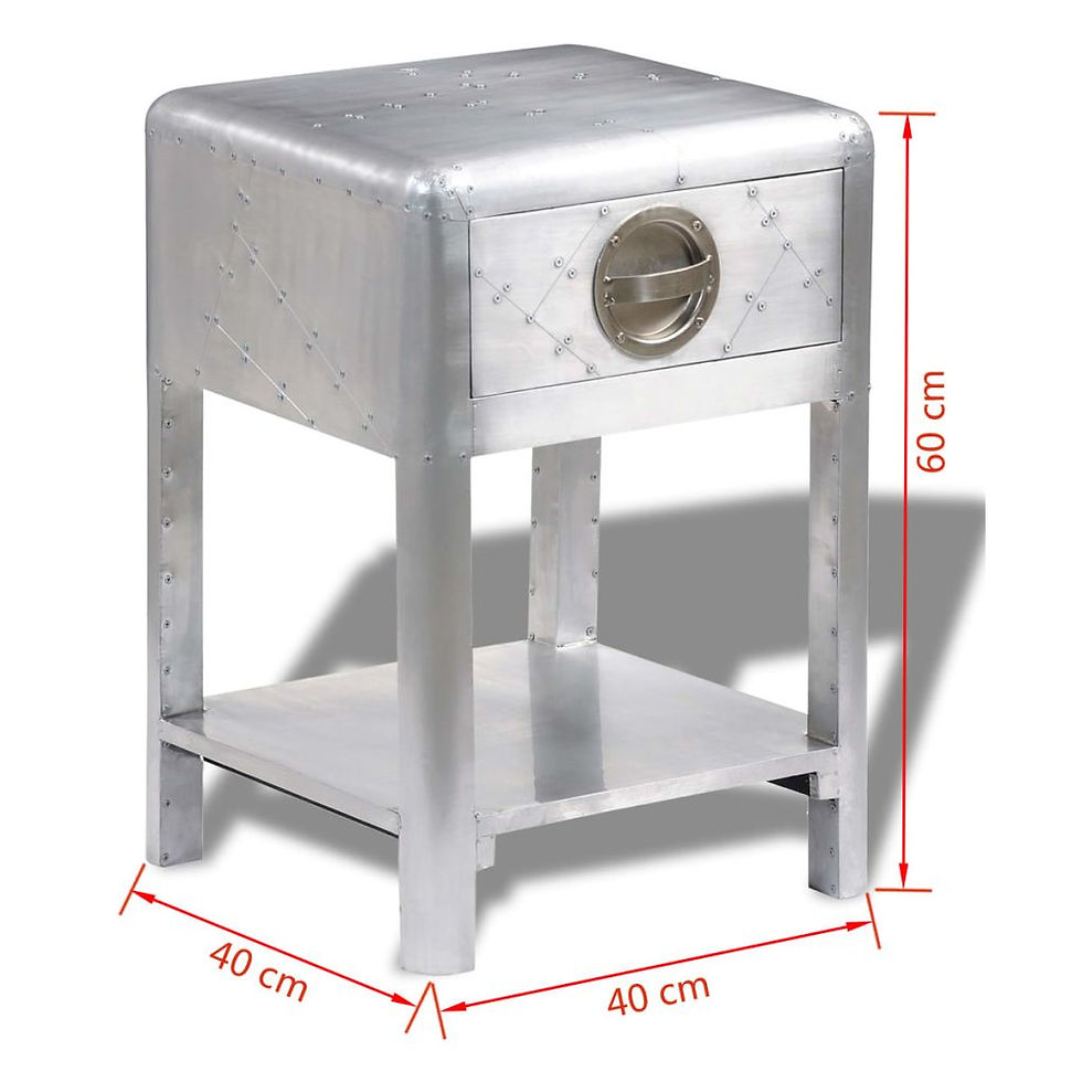 Thumbnail: Aviator End Table with 1 Drawer Vintage Aircraft Airman Style