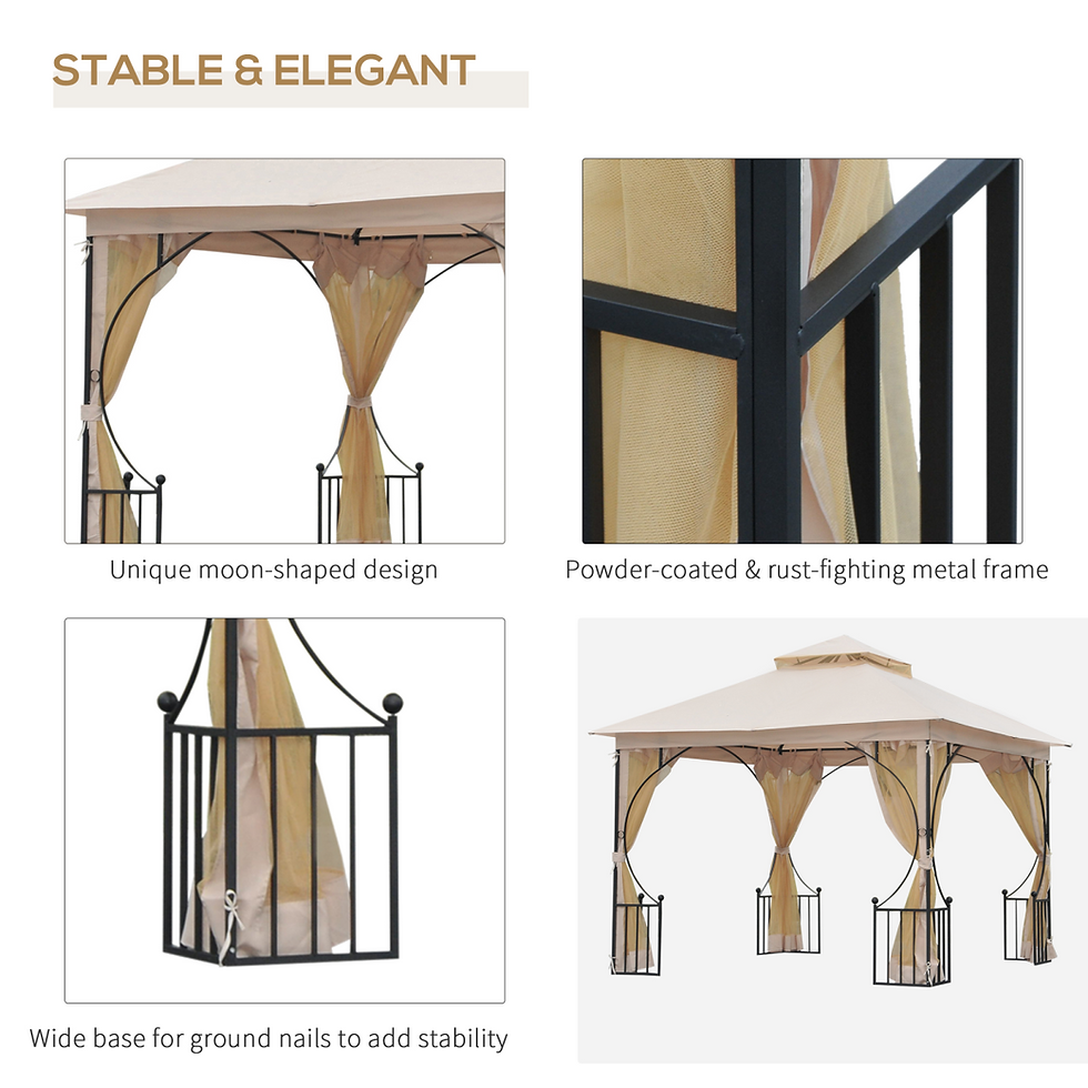 Thumbnail: Metal Gazebo With Sides Beige 3m x 3m Waterproof Gazebo