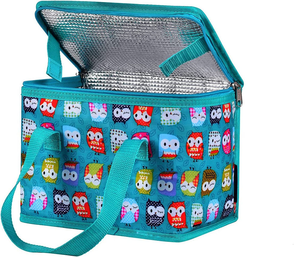 Thumbnail: Folding Lunch Bag Insulated Lunch Box Cool Bag Green Owl 6 cans