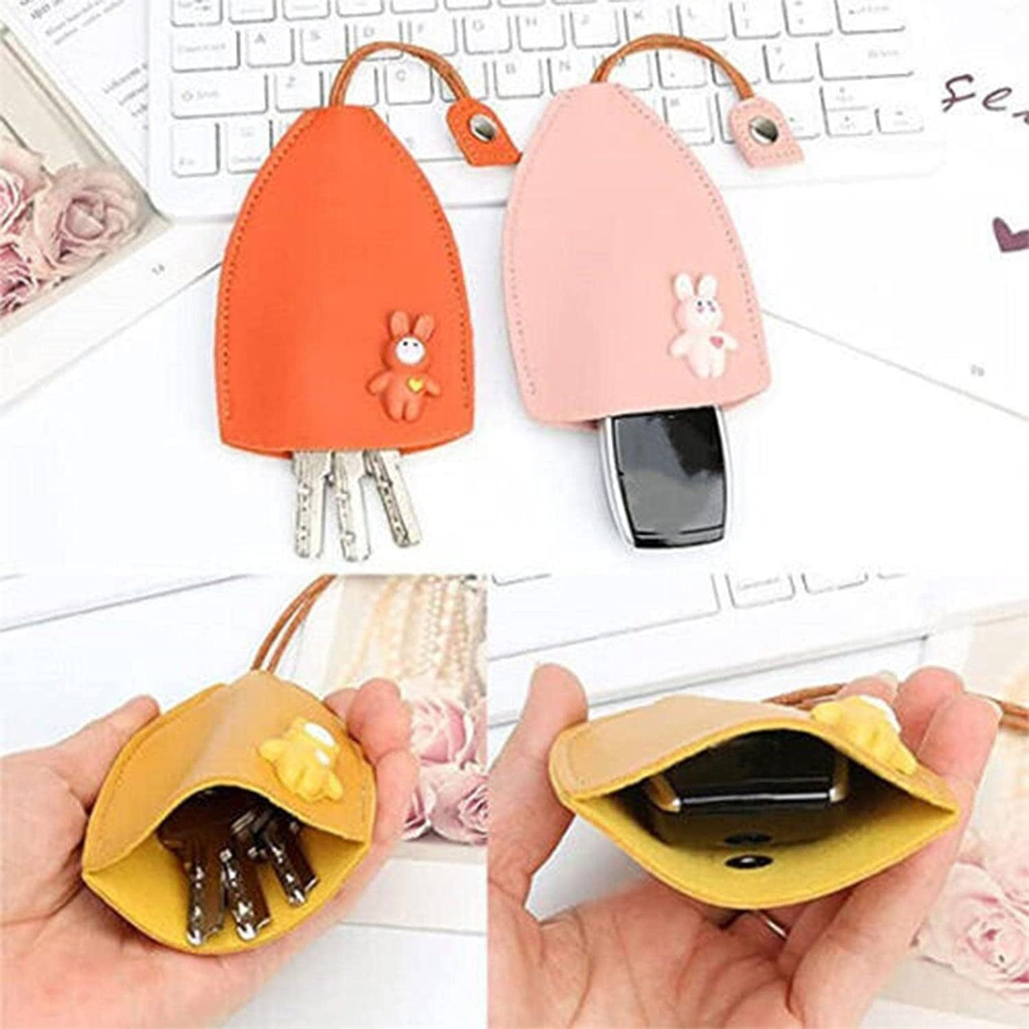 Car Key case Leather Car Smart Key Case Cover Portable Pull-Out Car Key Holder
