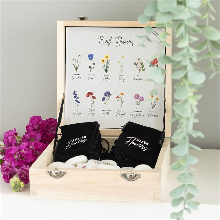 Thumbnail: Box of 36 Marble Birth Flower Keepsake Stones