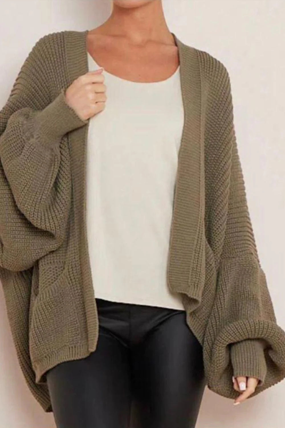 Thumbnail: Cropped Balloon Sleeve Pocket Cardigan