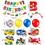 Thumbnail: Birthday Banner for Boys: Cars, School Bus, Train, Fire Truck, Plane, Balloons
