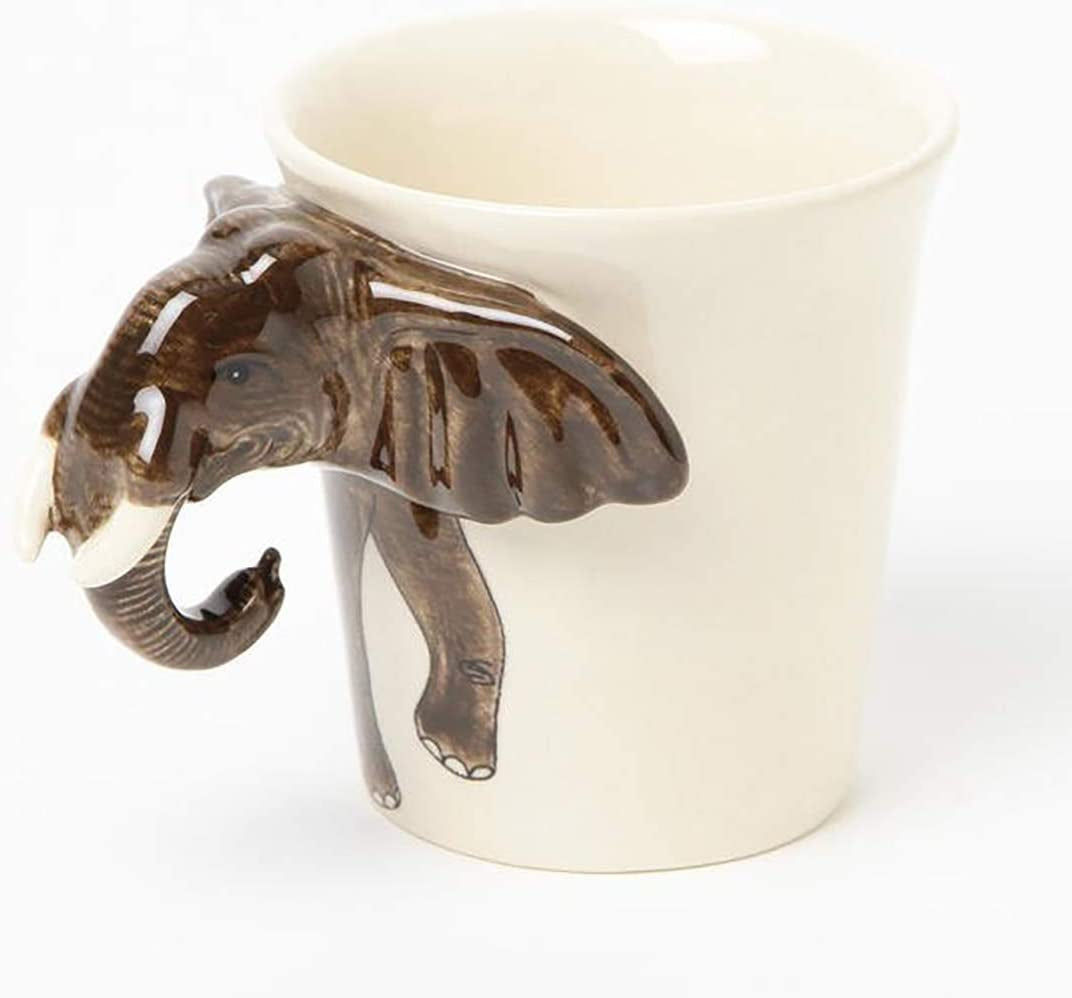 Elephant Coffee Tea Mug 3D Ceramic Handpainted Stoneware