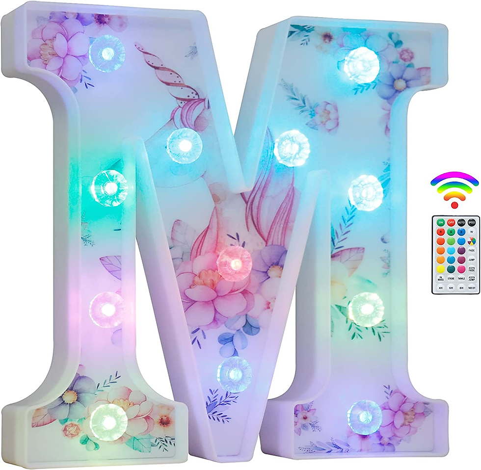 Thumbnail: Unicorn LED Up Letters, 18 Colour Changing Alphabet Sign Remote Night Light
