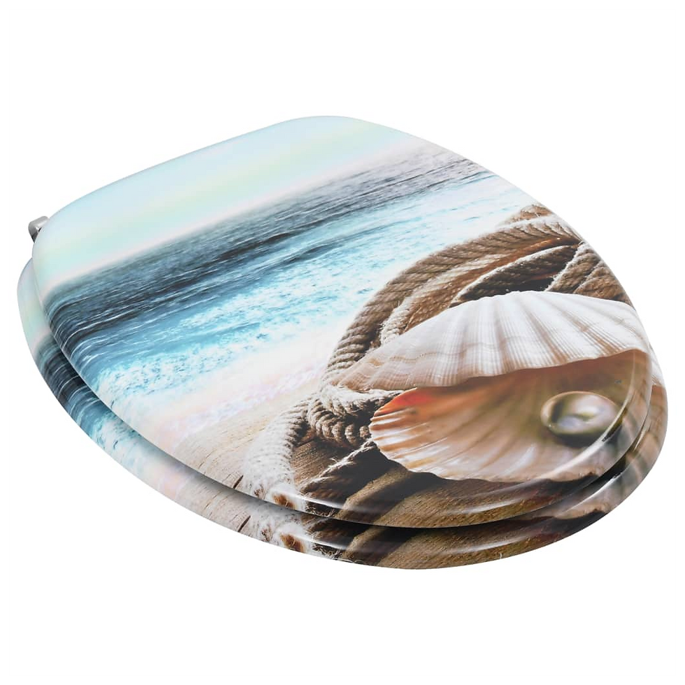 Thumbnail: Toilet Seats 2 pcs with Lids MDF Muschel Design