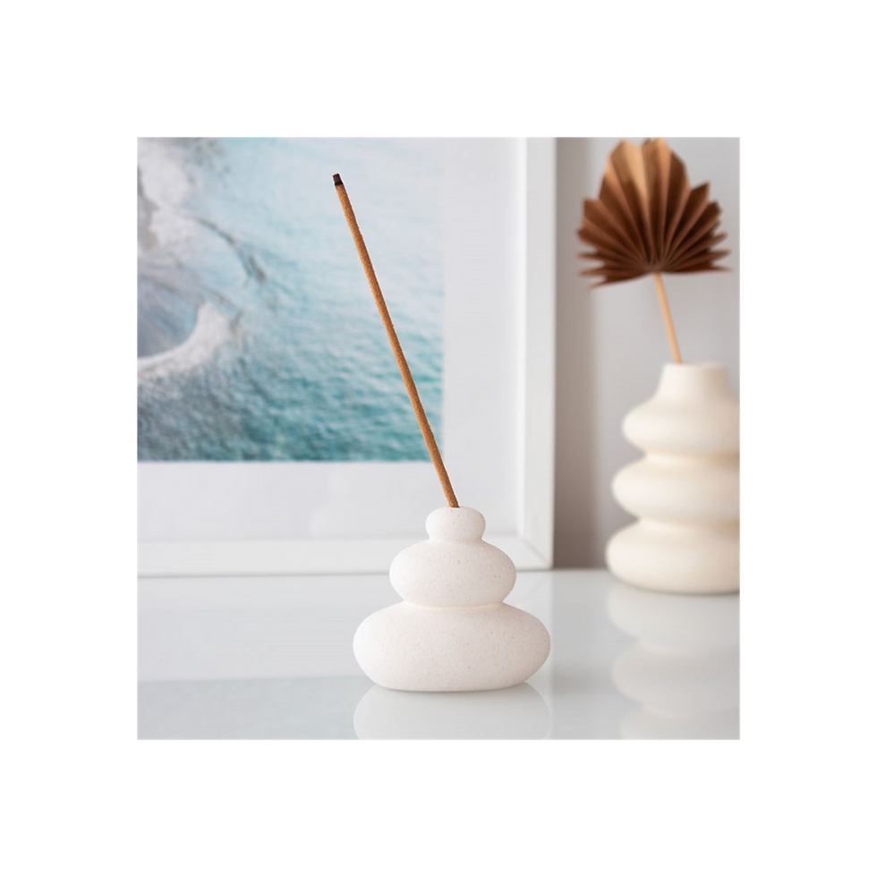 Thumbnail: Cream Speckle Balancing Stones Incense Stick Holder