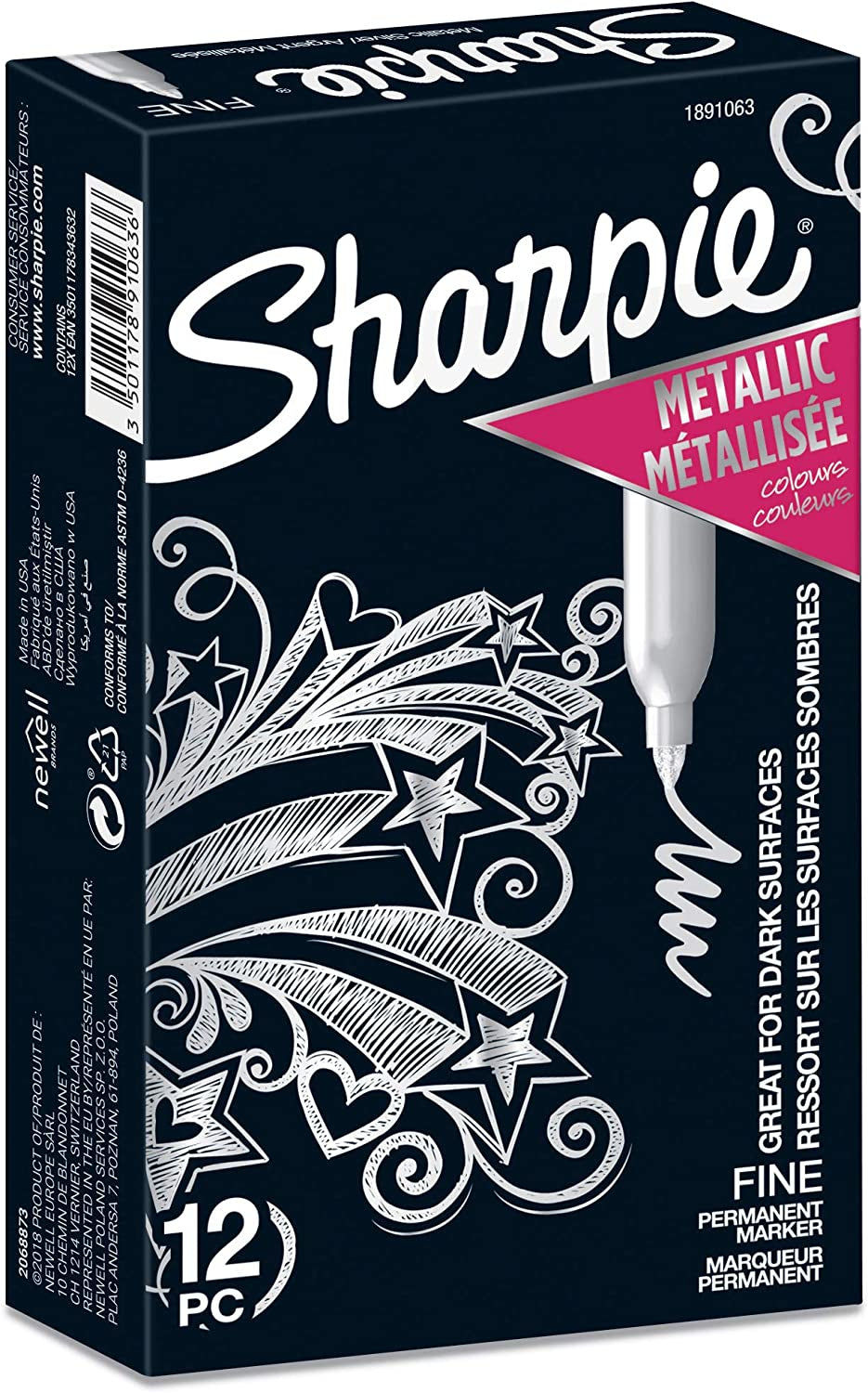 Thumbnail: Metallic Permanent Markers | Fine Point | Silver | 12 Count