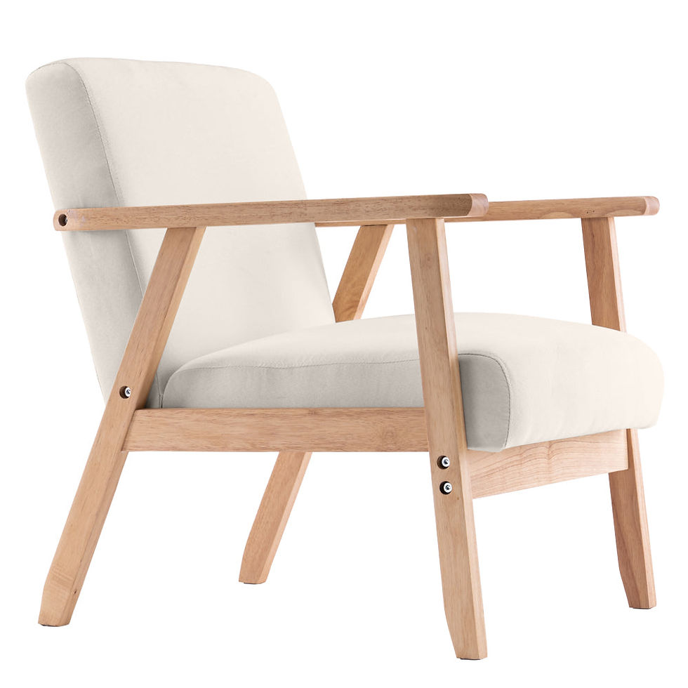 Thumbnail: (64x59x71cm) Simple Fabric Wood Armrest Single Sofa Burlywood   Beige