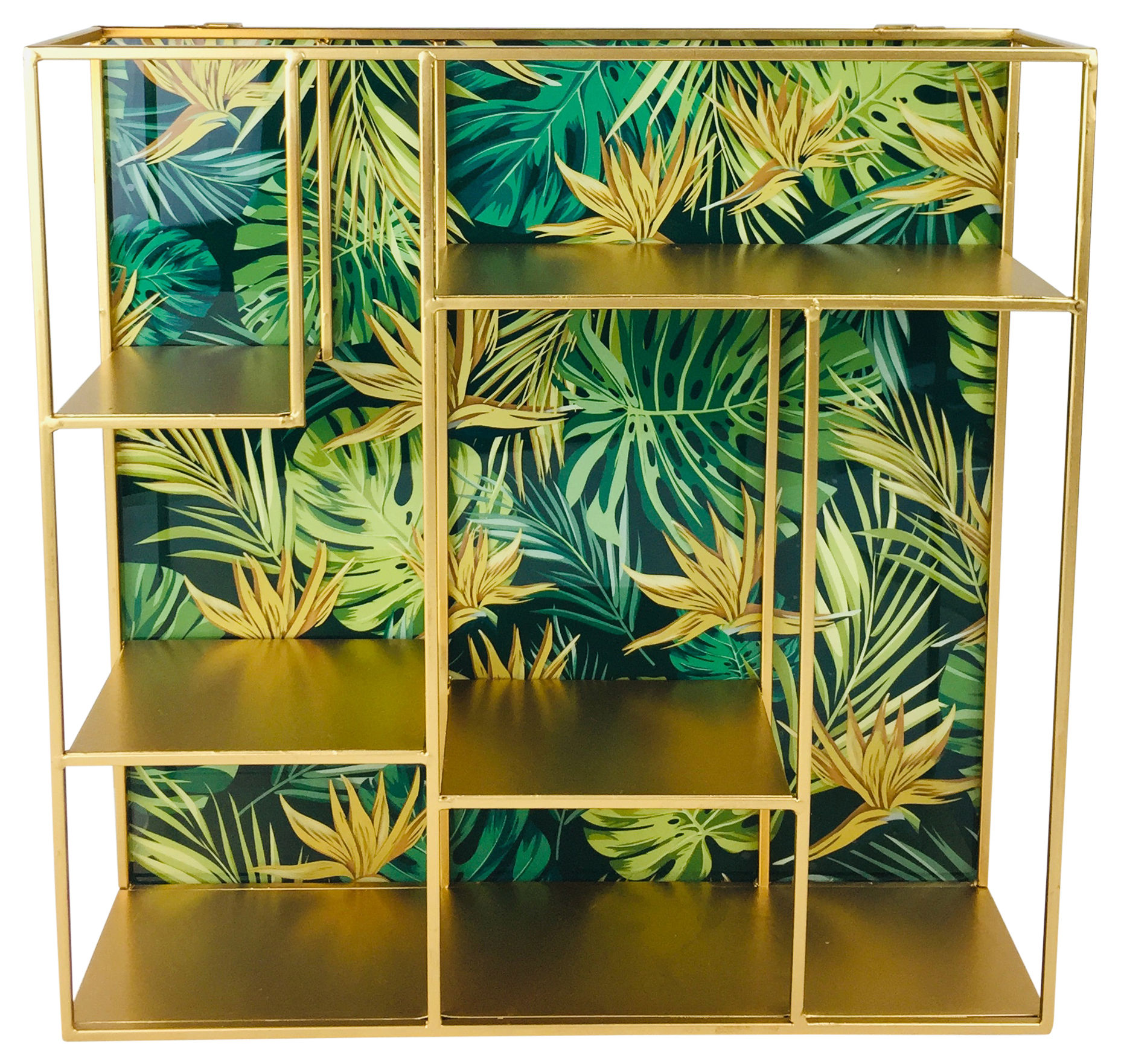 Glass Back Shelf Unit in Green 40cm Shipping furniture UK