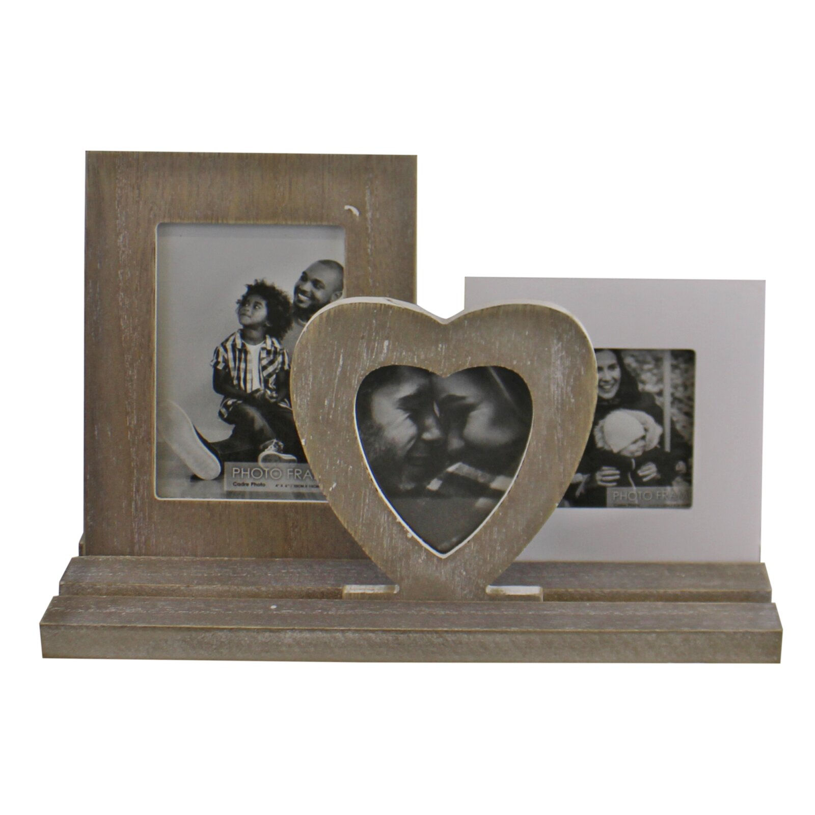 Rustic Wooden Triple Photo Frame On Tray Shipping furniture UK