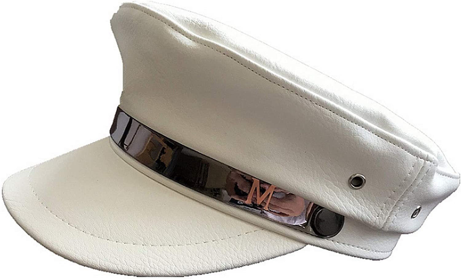 Women PU Yacht Captain Sailor Hat Newsboy Cabbie Baker Boy Peaked Beret Cap