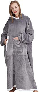 Oversized Hoodie Blanket Sweatshirt? Soft Warm Cozy Wearable Hooded Giant Flanne