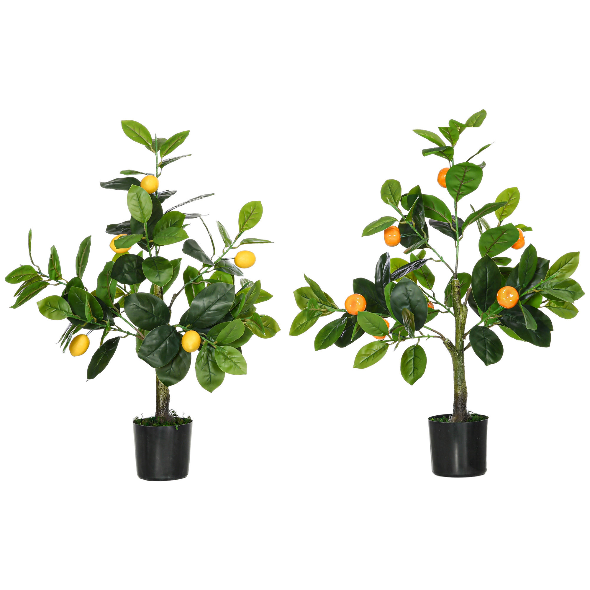 Set of 2 Potted Artificial Plants, Indoor Tabletop Fruit Trees, 60cm
