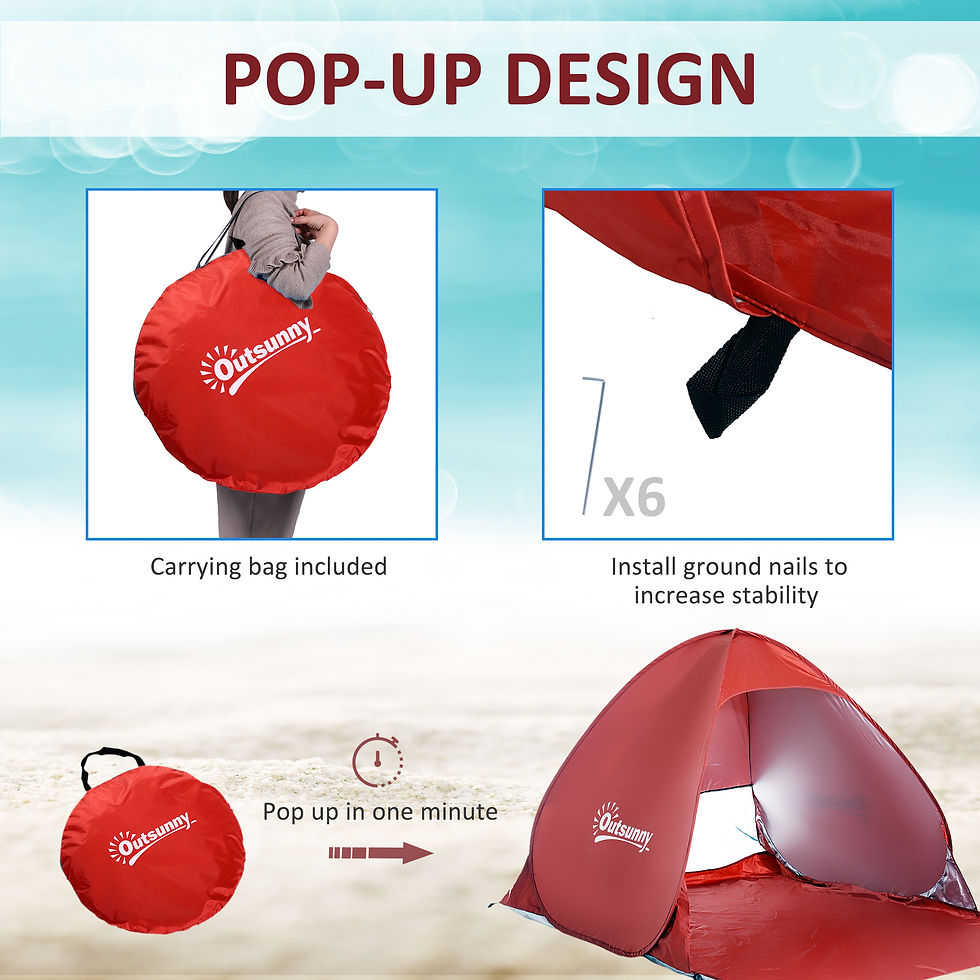 Thumbnail: Beach Tent Instant Camping Pop up Tent Sun Shade Shelter, Red Outsunny