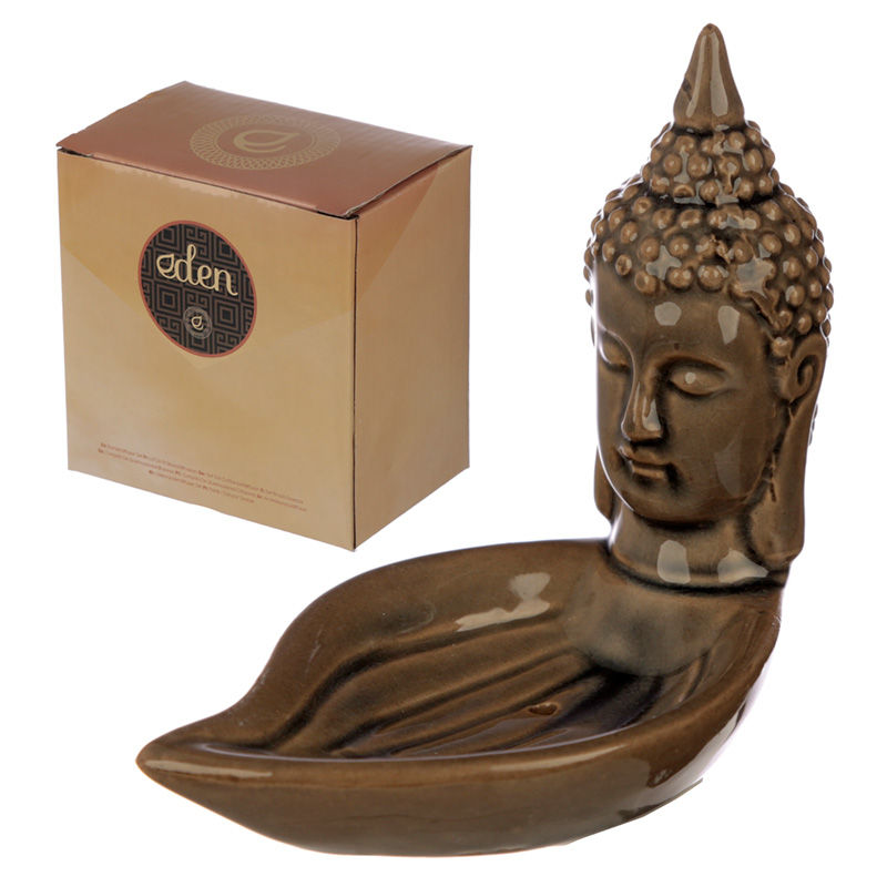Eden Incense Burner - Thai Buddha Head and Leaf Novelty Gift