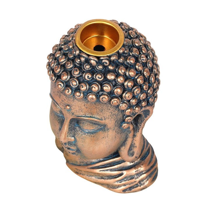 Thumbnail: Bronze Buddha Head Backflow Incense Burner