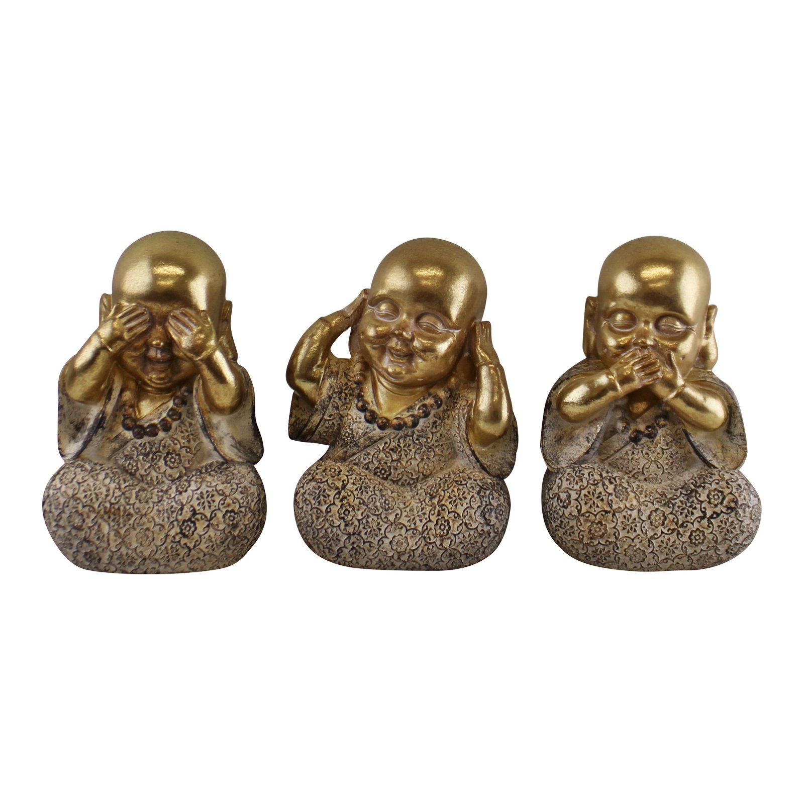 Set of 3 Gold Buddha Ornaments Shipping furniture UK