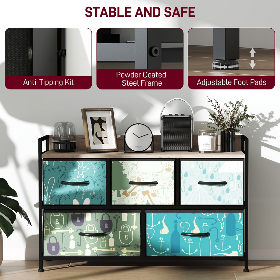 Thumbnail: 4 or 5 or 6 or 7 or 8-Drawer Chest of Drawers, Fabric Dresser with Open Shelf