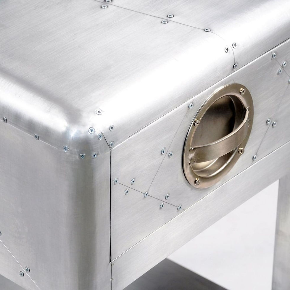 Thumbnail: Aviator End Table with 1 Drawer Vintage Aircraft Airman Style