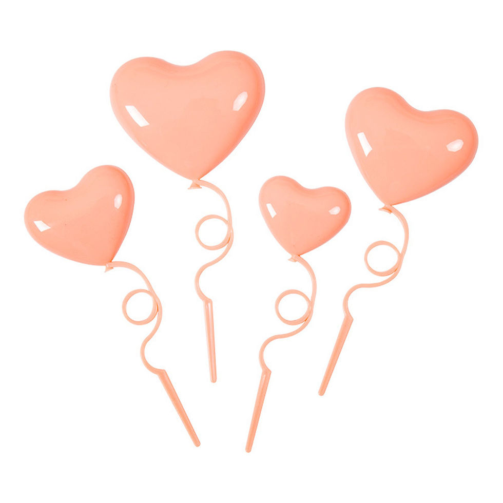 Thumbnail: 4pcs Color Plastic Foldable Heart Balloon Cake Toppers for Birthday Desserts