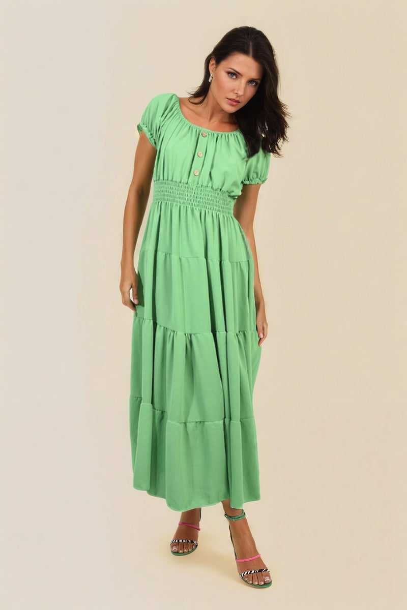 Thumbnail: Smocked Waist Tiered Midi Dress