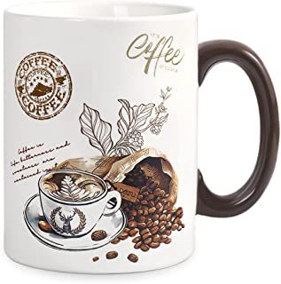 NymphFable Coffee Cup Ceramic Mug 18oz/550ml Coffee Bean Tea Cup with Handle Per