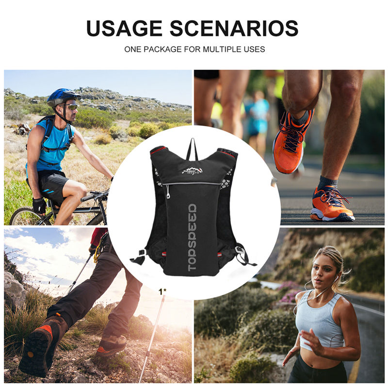 Thumbnail: Outdoor Trail Running Hydration Backpack 5L Ultralight Jogging Vest with Bottle