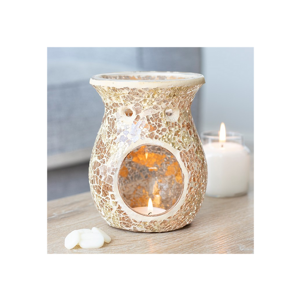 Thumbnail: Large Gold Crackle Glass Oil Burner