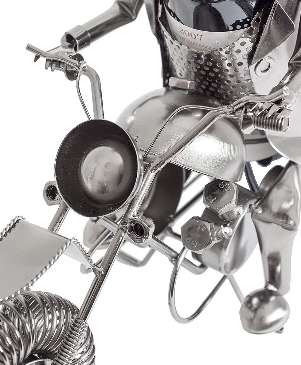 Thumbnail: BRUBAKER Wine Bottle Holder Motorcyclists Metal Sculpture Gift