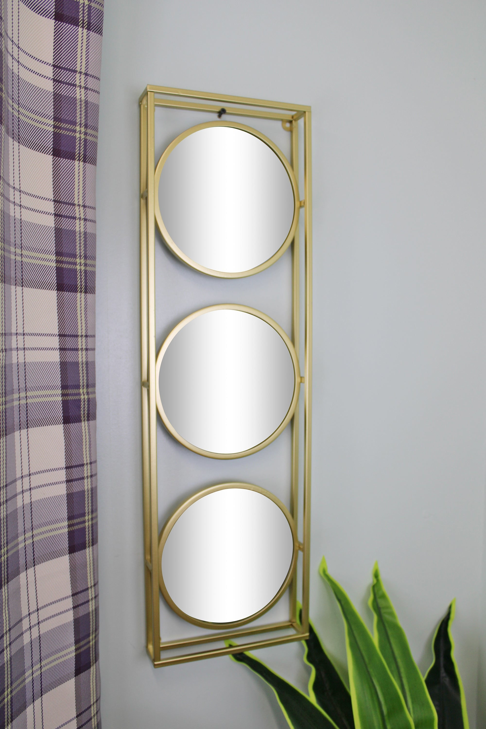 Golden Metal Framed Triple Mirror Shipping furniture UK